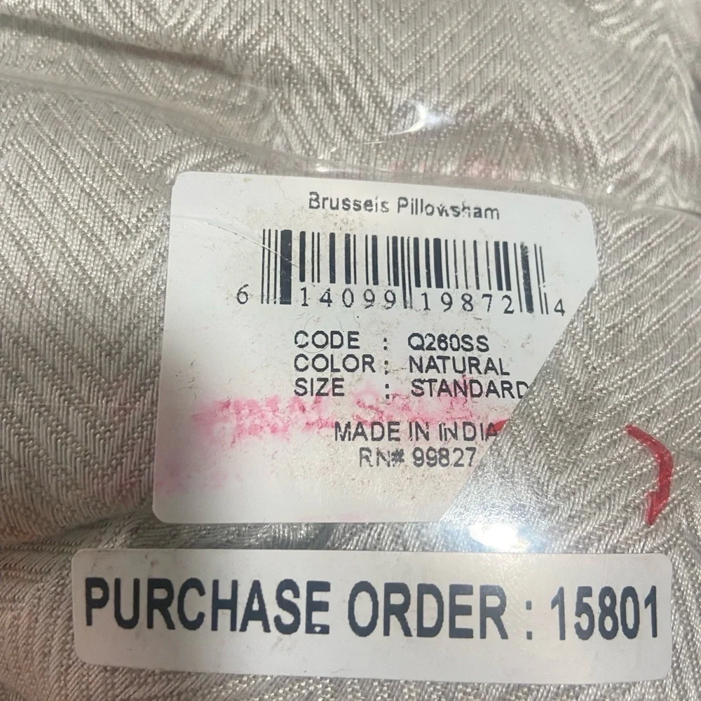 NWT Annie Selke Brussels quilted pair standard pillow shams herringbone natural